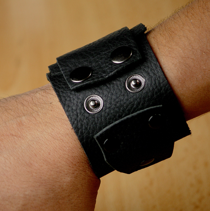 Bracelet Shooter - Prop black (x2) leather metal