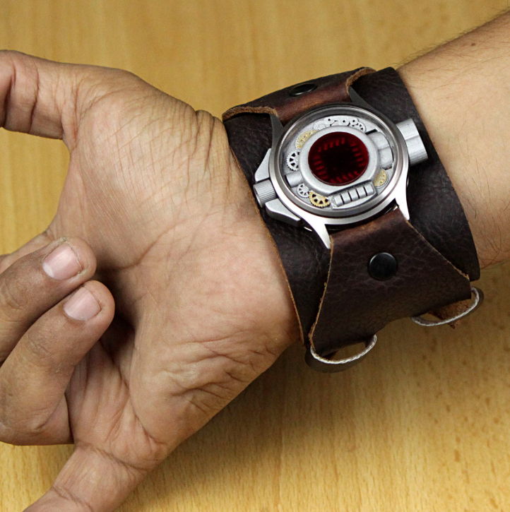 Bracelet Shooter - Prop Brown (x2) Leather Metal